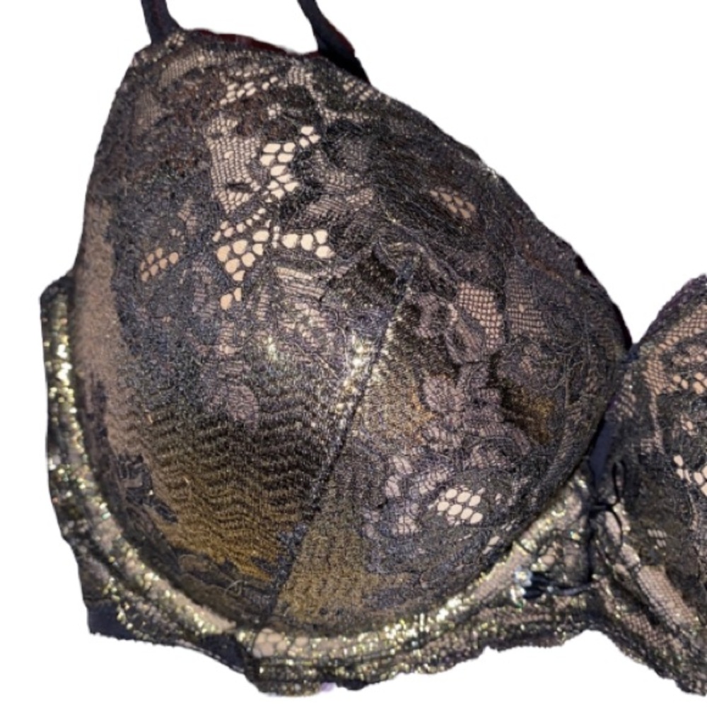 Victoria’s Secret push up metallic lace bra 36dd - Picture 2 of 5